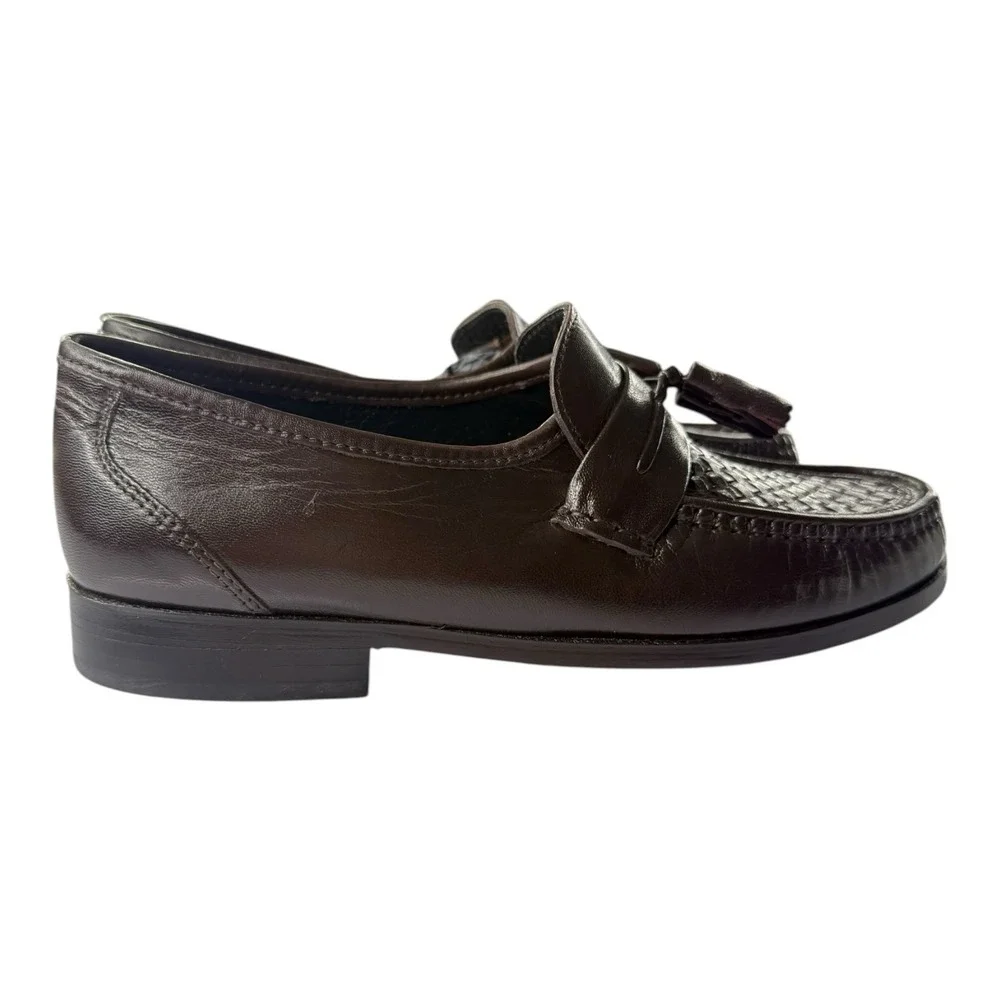 Stafford Corey II Brown Woven Tassel Loafers Men's Size 8D Leather Dress Shoes